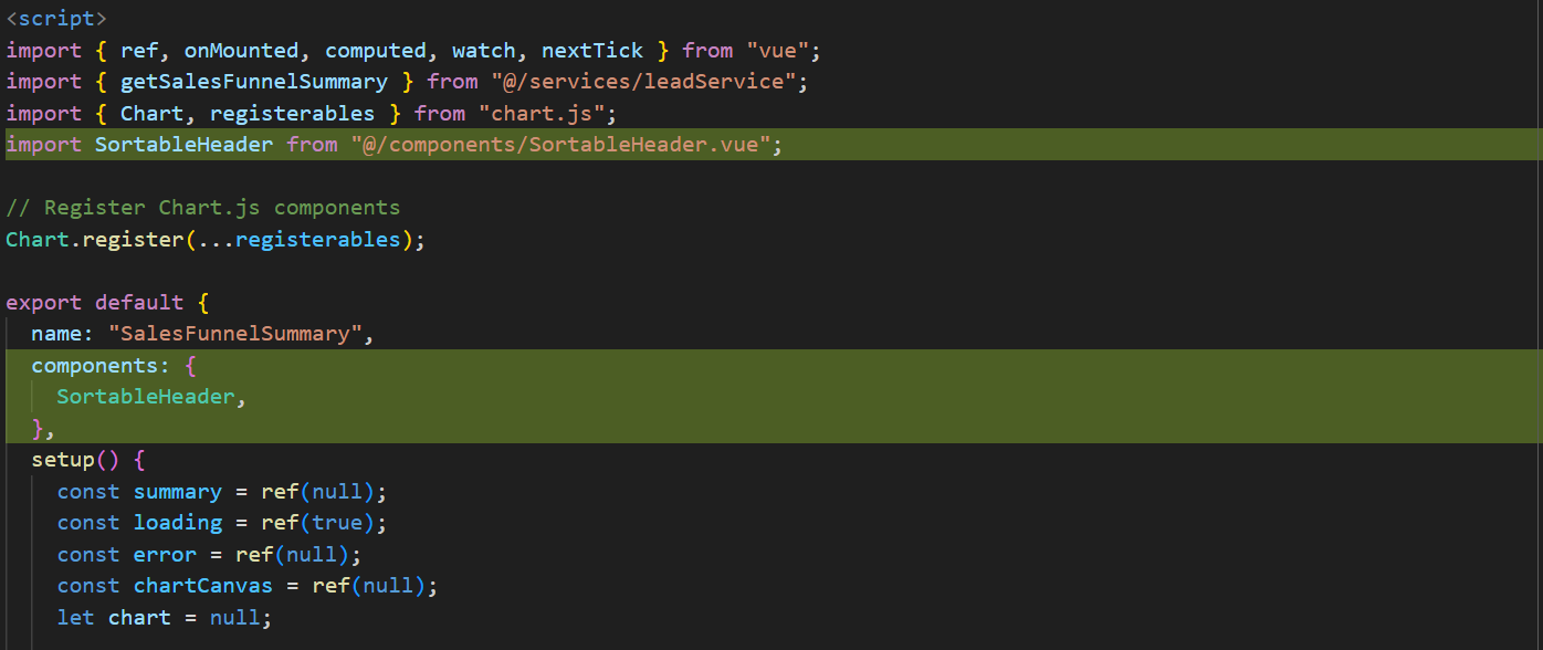 The changes Copilot made to the `vSalesFunnelDetail` script