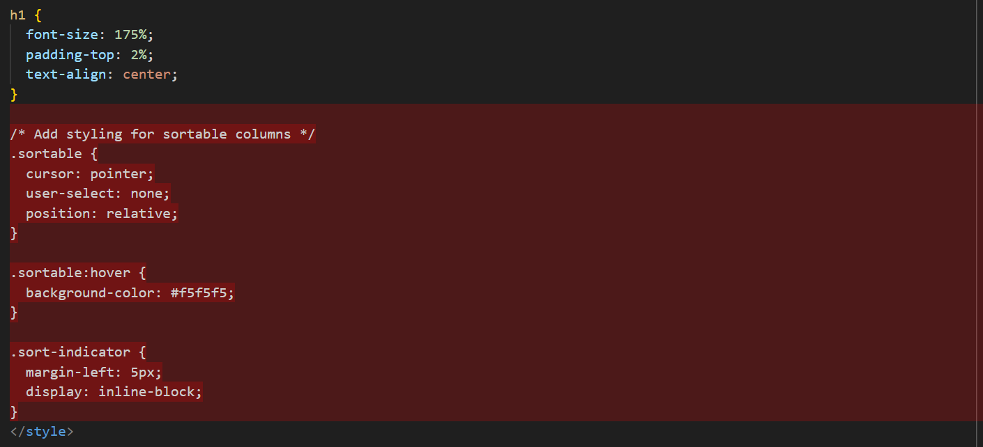 The changes Copilot made to the `vSalesFunnelDetail` CSS